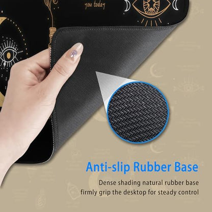 Mystical Witchy Desk Mat,Black Motivational Mouse Pad,31.5 x 12 in | Large Gold All-Seeing Eye Gaming Mousepad,Extended Inspirational Celestial Computer Keyboard Pad for Men Women,80x30cm - color: Moon Sun Eye