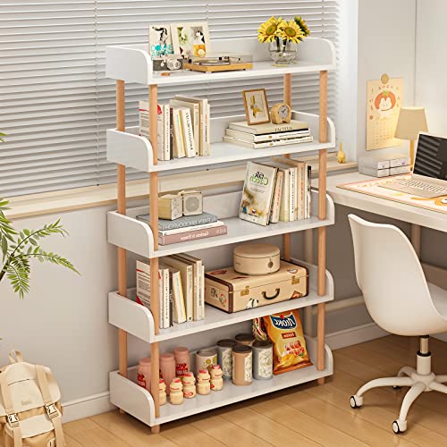 OSCHF 5-Tier Wooden Open Bookcase, Warm White - color: Warm White, size: 5-tier
