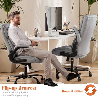Sweetcrispy Office Desk Chair, Heavy Duty Computer Chair, PU Leather - color: Grey, style: 1 Pack