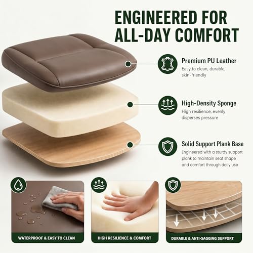 MALOL Leather Office Chair, Home Desk Chair with Flip-up Arms, Brown - color: Brown-new, size: Set of 1