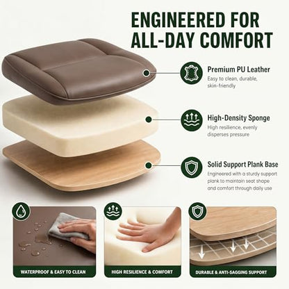 MALOL Leather Office Chair, Home Desk Chair with Flip-up Arms, Brown - color: Brown-new, size: Set of 1