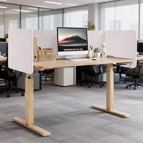 3-Pack Clamp-On Desk Dividers, 24 x 24 and 24 x 48 Inch, Oatmeal - color: Oatmeal, size: 24×24 (2) + 24×48 (1)