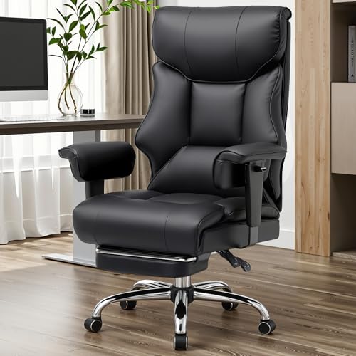 GTPLAYER Big and Tall Gaming Chair 400lbs Heavy Duty Office Chair with Foot Rest & Ergonomic Pocket Spring Cushion, High Back Lumbar Support for Lower Back Pain Relief, Ergo Black - color: Ergo-black