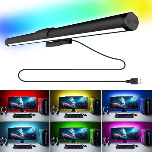 Computer Monitor Light Bar Wireless Remote Control Multi-Screen Light Dimmable Switch USB Powered E-Reading LED Pendant Light for Office/Home, Brightness/Color Temperature Adjustment