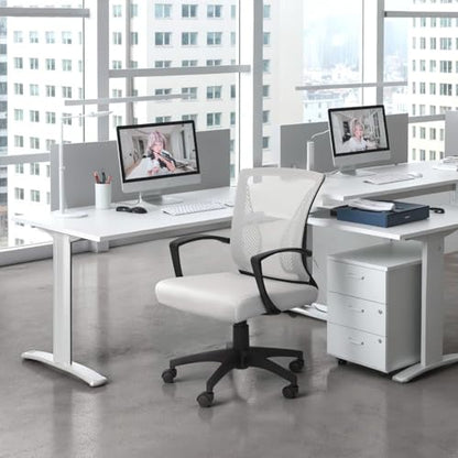 Furmax Office Chair Ergonomic Computer Desk Mesh Chair Mid Back Swivel Lumbar Support with Armrest (1, White) - color: White