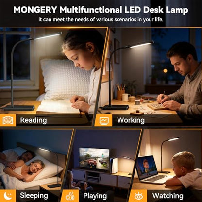 LED Desk Lamp, Eye-Caring Table Lights for Home Office - color: Black