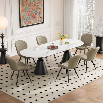 Dining Chairs Set of 6 Modern Fabric Dining Room Chairs Upholstered Dining Chairs with Thick Cushions Metal Legs Armless Back Chair for Kitchen and Living Room Beige - color: Beige (Fabric), size: Set of 6