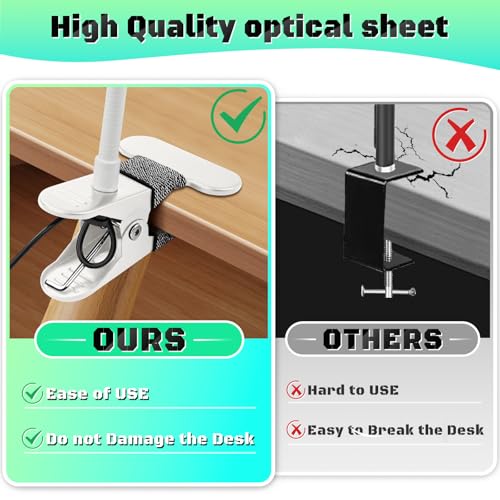 10X Magnifying Glass with Light and Stand,Hands Free Clip on Magnifier Lamp - color: White