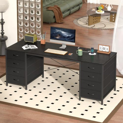 60 Inch Computer Desk with 8 Drawers for Home Office, Bedroom, Living Room - color: Black, size: 18.9"D x 59.8"W x 29.3"H