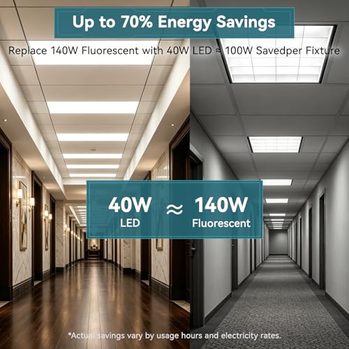 6 Pack 2x4 LED Flat Panel Light, 9630LM, Selectable 30W-72W and 3000K-6500K, Dimmable 0-10V, Drop Ceiling Fixture for Office, School, Store (6Pack) - size: 6Pack