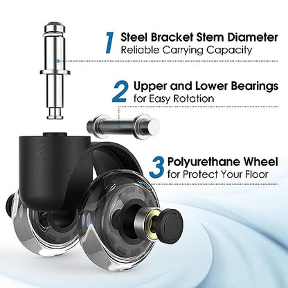 MaxGear 2" Office Chair Caster Wheels, 11mm Stem, Set of 5 - style: Clear (Premium)