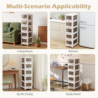 Giantex 5-Tier Rolling Storage Cart, Utility Cart with 5 Drawers & Lockable Wheels for School Art Craft Supplies, Plastic Organizer and Storage for Kitchen, Bedroom and Home Office - size: 5-Tier