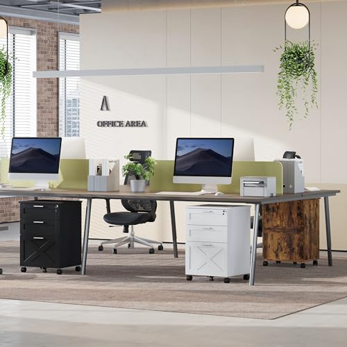 Garvee 3-Drawer Mobile File Cabinet with Lock, Under Desk Storage Drawer - color: White