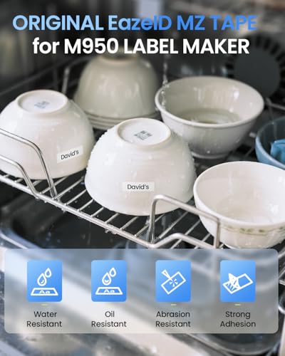 M950 Label Maker with 5PK Color Tape, Rechargeable Label Maker Waterproof-Labels, Handheld Electric Label Maker with Keyboard, Backlit & Bluetooth Labeler, for Home Kitchen Office School Kids Teachers