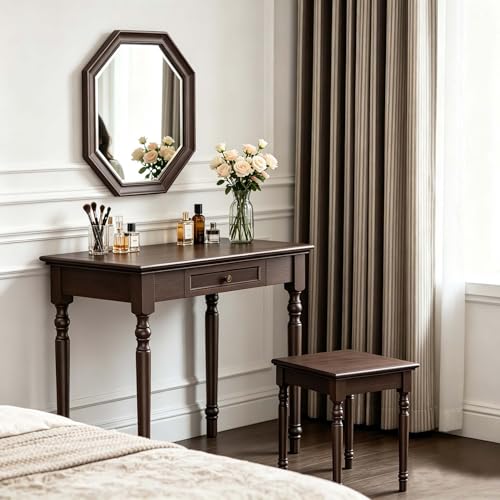 Walnut Writing Desks with Drawers, 35" French Country Style - color: Walnut, size: Standard-35 inches