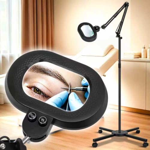 2200 Lumens 12X Esthetician Magnifying Floor Lamp, 3-Axis Magnifier - color: Black, size: 12X