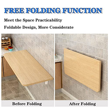 Fold Down Wall Mounted Dining Table Solid Wood Wall Mounted Folding Table For Kitchen With Brackets For Space Saving Desk Office Home Office Desk - Capacity 110lb ( Size : L120xW40cm/L47.2xW15.7in ) - size: L120xW40cm/L47.2xW15.7in