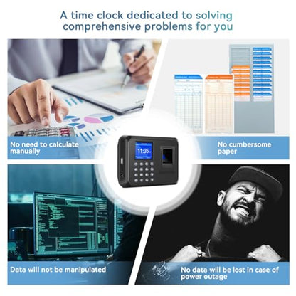 Time Clocks for Employees Small Business, Time Clock, Attendance Machine with Fingerprint, and Password Punching in One,Office