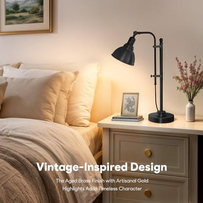 VONLUCE Rustic Desk Lamp, Adjustable Industrial Table Lamp for Home Office - color: Black