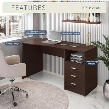 Techni Mobili 51 Inch Classic Computer Desk w/Drawers & Storage, Wenge - color: Wenge