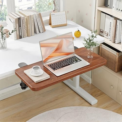 20 x 7.8 Inch Adjustable Ergonomic Clamp-On Desk Extender Tray, Brown - color: Brown