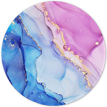 ITNRSIIET Round Mouse Pad with Stitched Edge Premium-Textured Waterproof Non-Slip Rubber Base Desktop Protection Mat Diameter 8.7 inches, Blue Purple Marble Art - color: Blue Purple Marble Art
