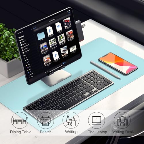 PU Leather Desk Pad Protector and Blotter, Large Mouse Pad and Laptop Desk Mat, Non-Slip Office and Home Writing Pad (Aqua Frost Blue, 31.5" x 15.7") - color: Aqua Frost Blue, size: 31.5" x 15.7"