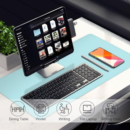 PU Leather Desk Pad Protector and Blotter, Large Mouse Pad and Laptop Desk Mat, Non-Slip Office and Home Writing Pad (Aqua Frost Blue, 31.5" x 15.7") - color: Aqua Frost Blue, size: 31.5" x 15.7"