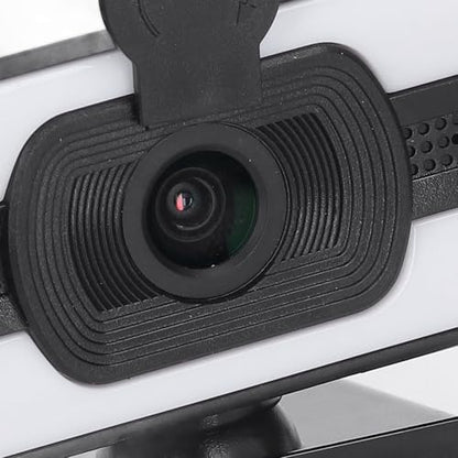 1080P HD Webcam with Microphone, Computer Web Camera Wide Angle with Adjustable Ring Light for Wins for OS X, USB Webcam for Video Streaming Conference