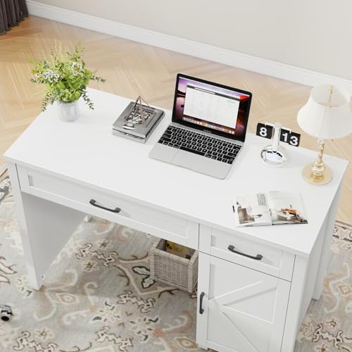Vabches Farmhouse 47" Executive Desk with Drawers, Cream White - color: Cream White, size: 47"W