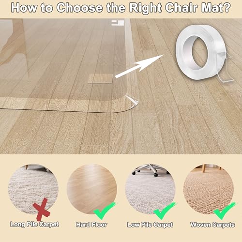 MESAILUP Beveled Edge Office Chair Mat for Carpet or Hardwood Floor-42”x42” - size: Beveled Edge-42"x42"