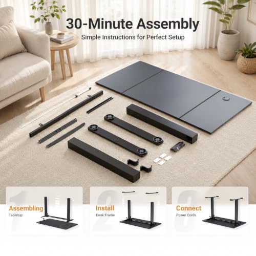 Claiks Electric Standing Desk, 48x24 Inch, Black - color: Black, size: 48 Inch