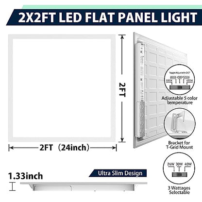 Allsmartlife 2x2 LED Panel Light 1-Pack, Dimmable, 5CCT Options (3000K-6000K), 24W/30W/40W, Back-Lit 2x2 LED Light Drop Ceiling for Commercial Office, ETL - size: 1-Pack
