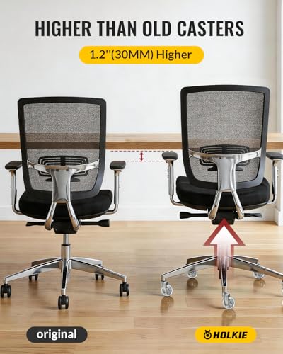 HOLKIE Office Chair Wheels Universal Fit Lounge Chair Silver - color: Silver