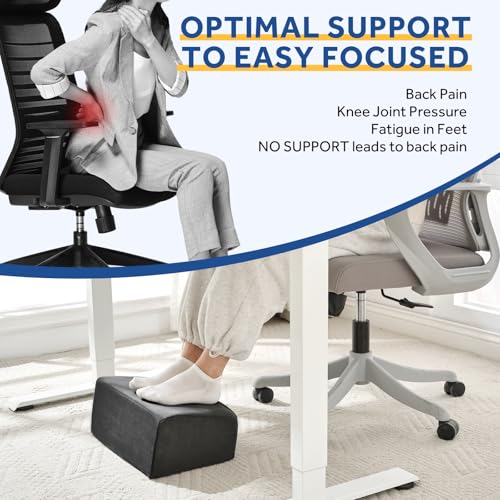 Foot Rest for Under Desk at Work, Adjustable Footrest for Office Chair & Gaming Chair,Ergonomic Footrest Pillow Desk Foot Stool with Washable Cover for Home, Airplane, Travel (Black)