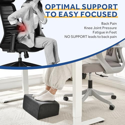 Foot Rest for Under Desk at Work, Adjustable Footrest for Office Chair & Gaming Chair,Ergonomic Footrest Pillow Desk Foot Stool with Washable Cover for Home, Airplane, Travel (Black)
