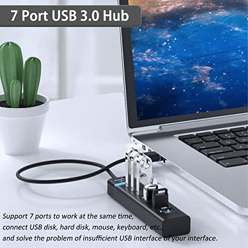 Upgraded USB Hub 3.0, VIENON 7-Port USB Extender Splitter for Laptop, PC, MacBook, Mac Pro, Mac mini, iMac, Surface Pro and More USB Devices - style: 7 Port