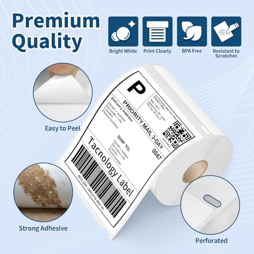 6 Rolls 4" x 6" Direct Thermal Shipping Labels, Compatible with Dymo 4XL, Rollo & Zebra Printer | 220 Labels/Roll, Perforated, Permanent Adhesive, BPA-Free - color: Dm 1744907 | 6rolls