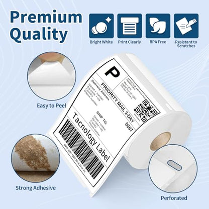 6 Rolls 4" x 6" Direct Thermal Shipping Labels, Compatible with Dymo 4XL, Rollo & Zebra Printer | 220 Labels/Roll, Perforated, Permanent Adhesive, BPA-Free - color: Dm 1744907 | 6rolls