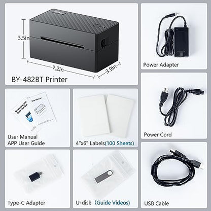 PEDOOLO Label Printer, 4x6 Shipping Label Thermal Printer for Packages, Bluetooth Conection and Compatible with Android, iPhone, Windows, Mac, Chromebook, Amazon, UPS, USPS, FedEx, Shopify
