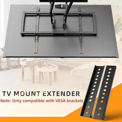 TV Mount Extension Bracket, Vertical VESA Mount Extender Fits TV Ceiling Mounts, Compatible with VESA Bracket Only, Adjustable TVs Extension Arms to Lower Height, 2PCS,Black