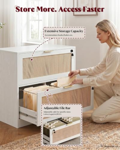 HOPUBUY 2 Drawer File Cabinet with Lock, Printer Stand Lateral - color: White, size: 15.74″Dx31.10″WX27.55″H