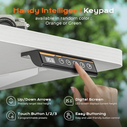 Huuger 71 x 30 Large Electric Standing Desk, Height Adjustable Computer Desk, 29.5" Deep Desktop, Stand up Gaming Office Table with 2 Hooks, 3 Preset Heights, for Home Office, White - color: White, size: 71*30 inch (no outlets)