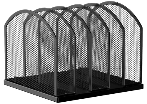 Gawerk 5-Section Vertical Desktop Organizer, 5-Section Mesh File Folder Stand Sorter for Office Home Classroom Organization - color: Black, size: 1 Pack 5-Section