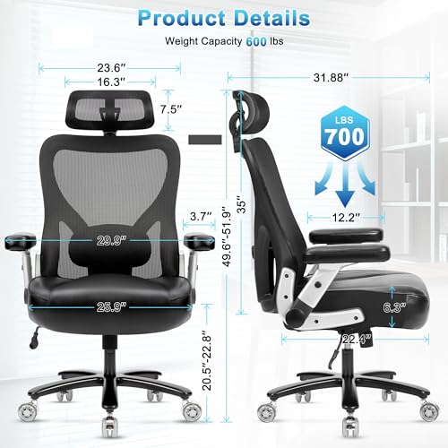 Super Big and Tall Office Chair 700lbs, Heavy Duty Executive Computer Chair - size: 700LBS