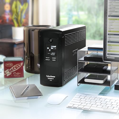 CyberPower CP1000AVRLCD Intelligent LCD UPS Battery Backup | Surge Protector, 1000VA/600W, 9 Outlets, AVR, Mini-Tower - size: 1000VA