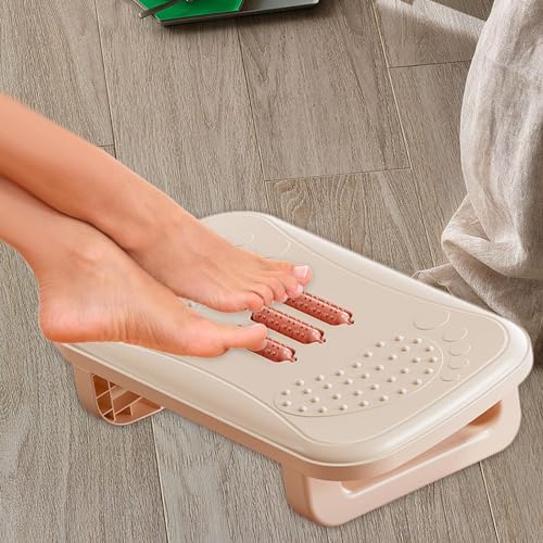Ergonomic Under Desk Footrest with Massage Rollers, Non-Slip Rocking Foot Stool for Office and Home Desk, Khaki - color: Khaki