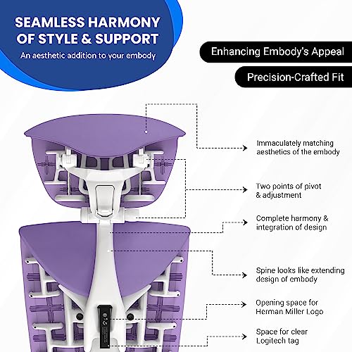 OFFICE LOGIX SHOP Embody Headrest Compatible with Herman Miller Embody Chair (Amethyst Fabric/White Frame) - color: Amethyst Fabric/White Frame
