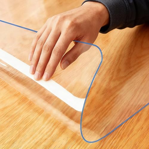 Plastic Table Cover 16 x 25 Inch, 1.5 mm Thick Clear Table Protector, Rectangle Clear Desk Mat, Waterproof & Easy Cleaning for Office Dresser Night Stand - color: Clear Table Pads 1.5mm, size: 16"×25"(Rectangular)