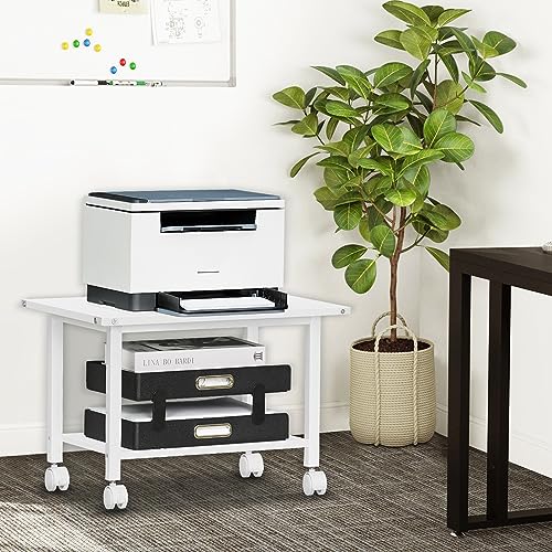 Lerliuo Under Desk Printer Stand, 2-Tier Industrial Rolling Printer Table - color: White, size: 2-Tier